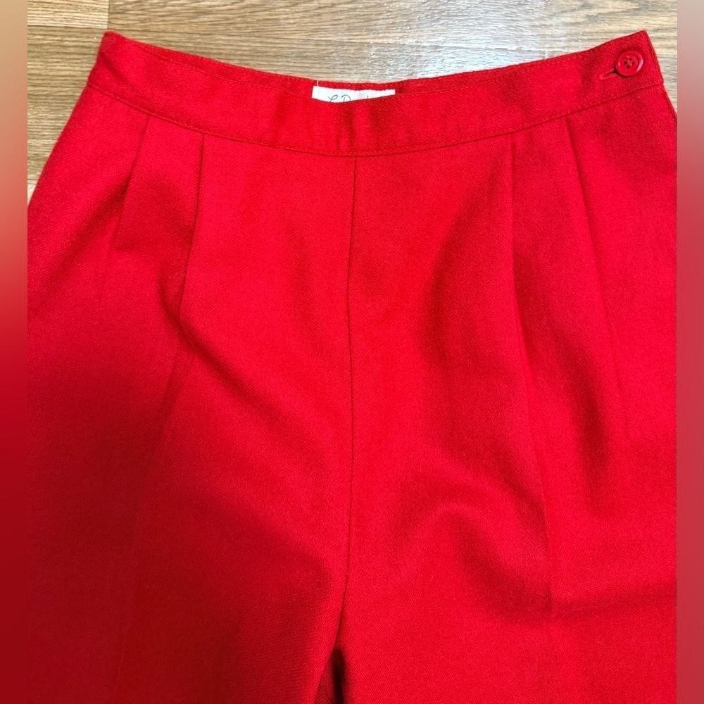 Vintage Red wool high waist classic preppy trousers pants fully lined side zip 6 - Picture 5 of 11